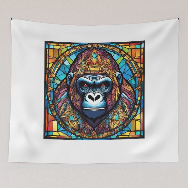 Item preview,  colorful stained glass with animals, gorilla designed and sold by GroonSpace.