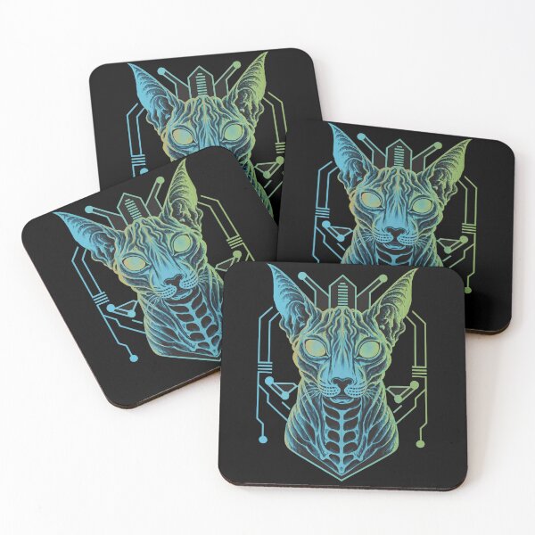 Item preview, Cat. Cyber ​​cat. Neon, blue color. Line drawing. designed and sold by MagelliShop.