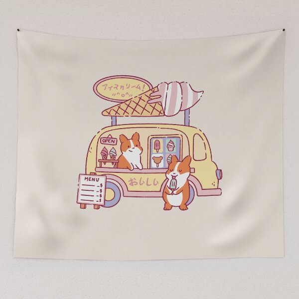 Item preview, Corgis Ice Cream Truck designed and sold by Paperfly Studio.