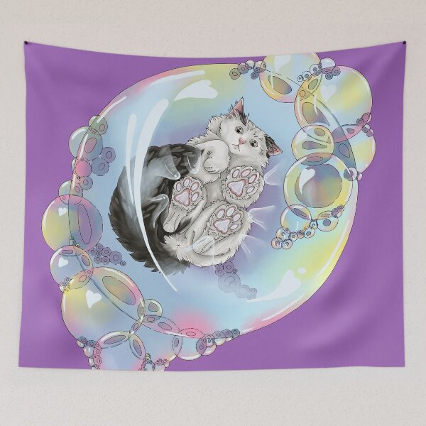 Item preview, Bubble Cat (blue) designed and sold by MollyBukovac.