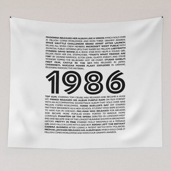 Item preview, 1986 Fun Facts T-Shirt - Celebrate Your Birthday Year with Retro Style designed and sold by ShobulousStudio.
