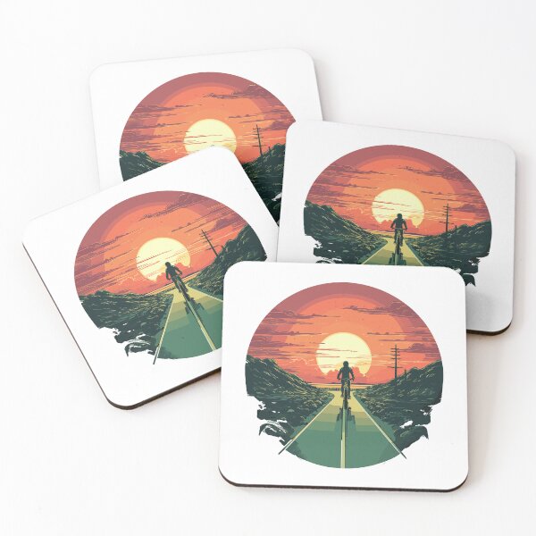 Item preview, Cyclist riding a bicycle with the sunset in the background designed and sold by Hisirdoux.