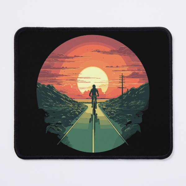 Item preview, Cyclist riding a bicycle with the sunset in the background designed and sold by Hisirdoux.