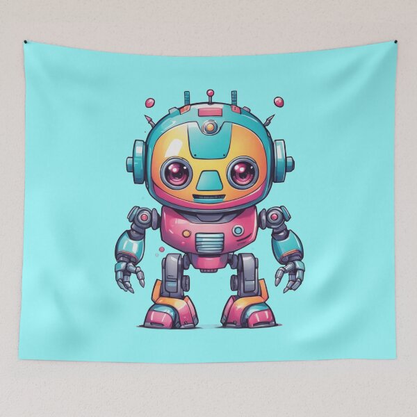 Aperçu de l'œuvre Robot coloré - Droid mignon - Personnages de dessins animés Kawaii créée et vendue par Burn-Ego.
