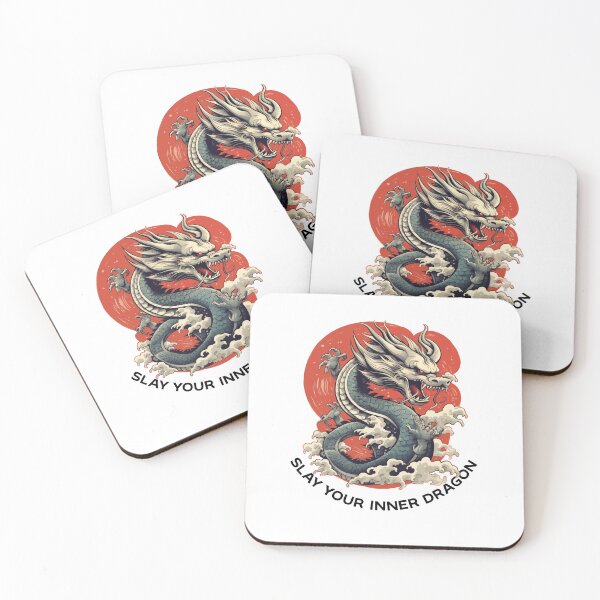 Item preview, motivational statement print “slay your inner dragon” with chinese dragon designed and sold by TrueType.