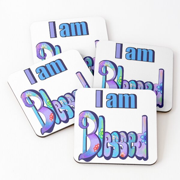 Item preview,  “I am blessed”, Floral graffiti style calligraphy inspirational relatable quote saying message designed and sold by Artonmytee.