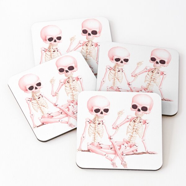 Item preview, Pink Duo of Sitting Skeletons, funny, gifts, pink,  designed and sold by Ewelina  Niemiec.
