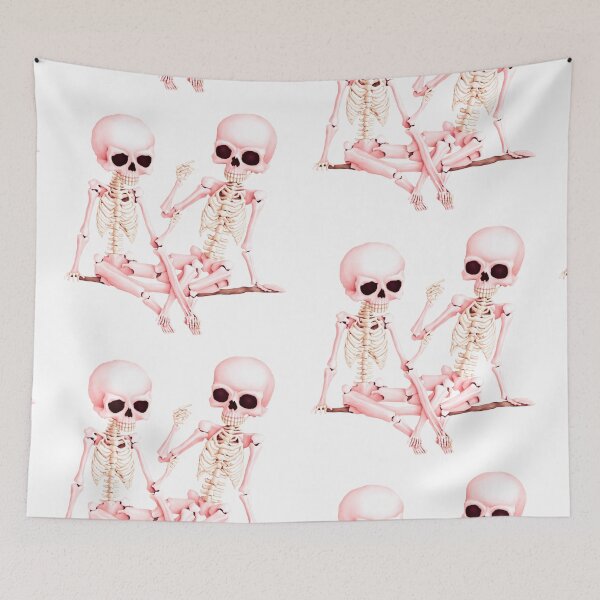 Item preview, Pink Duo of Sitting Skeletons, funny, gifts, pink,  designed and sold by Ewelina  Niemiec.