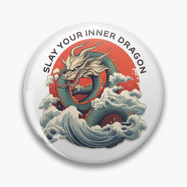 Item preview, motivational statement print “slay your inner dragon” with chinese dragon designed and sold by TrueType.