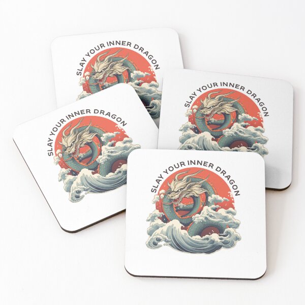 Item preview, motivational statement print “slay your inner dragon” with chinese dragon designed and sold by TrueType.