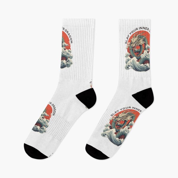 Item preview, motivational statement print “slay your inner dragon” with chinese dragon designed and sold by TrueType.