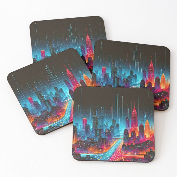 Item preview, Neon Pulse: Heatmap-Inspired Cityscape at Dusk designed and sold by bsilvia.