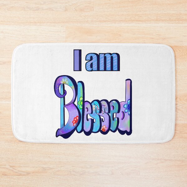 Item preview, “I am blessed”, Floral graffiti style calligraphy inspirational relatable quote saying message designed and sold by Artonmytee.
