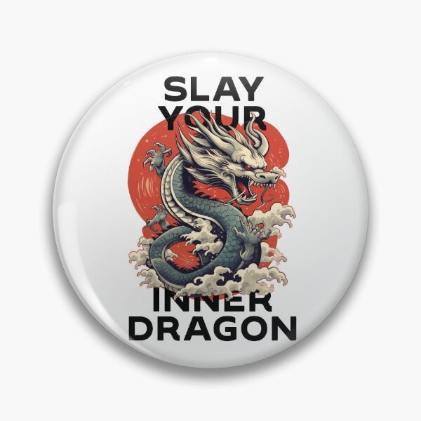 Item preview, motivational statement print “slay your inner dragon” with chinese dragon designed and sold by TrueType.