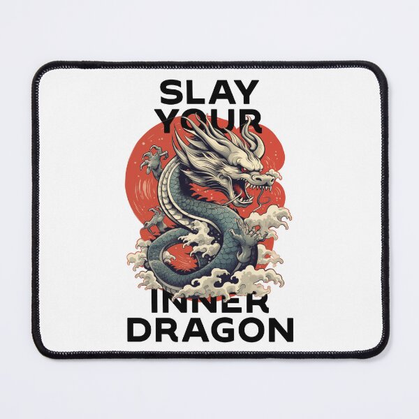Item preview, motivational statement print “slay your inner dragon” with chinese dragon designed and sold by TrueType.