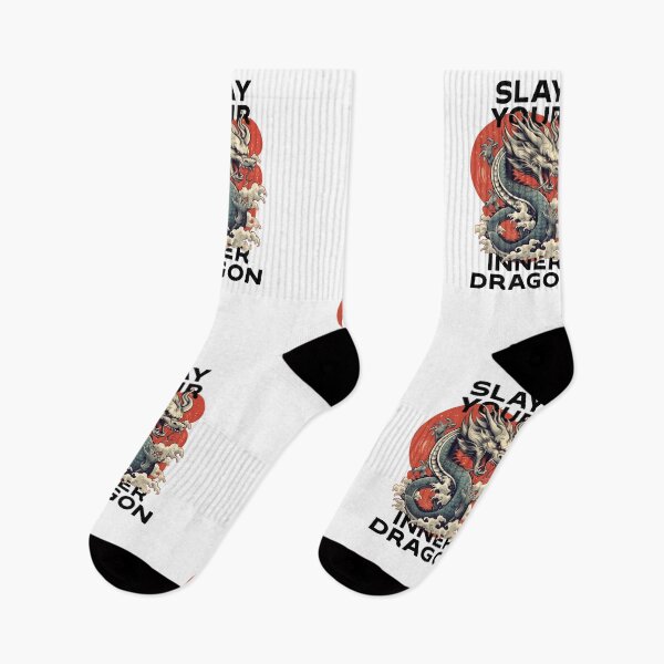 Item preview, motivational statement print “slay your inner dragon” with chinese dragon designed and sold by TrueType.