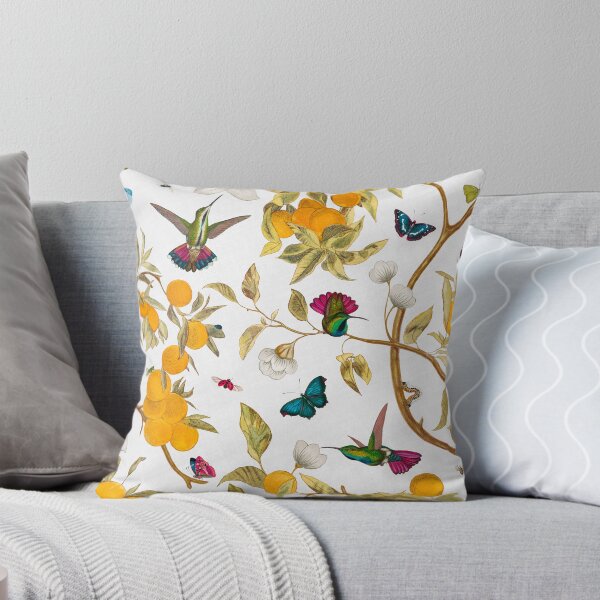 Item preview, Hummingbirds, lemons and bugs in white designed and sold by Delinda Graphic Studio.
