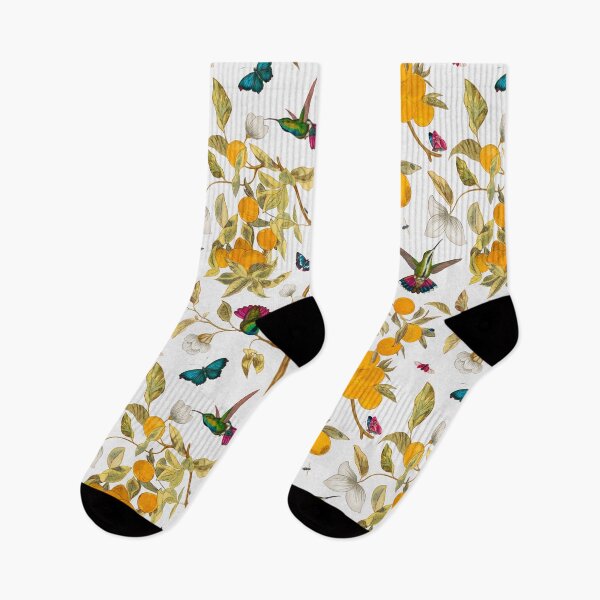 Item preview, Hummingbirds, lemons and bugs in white designed and sold by Delinda Graphic Studio.