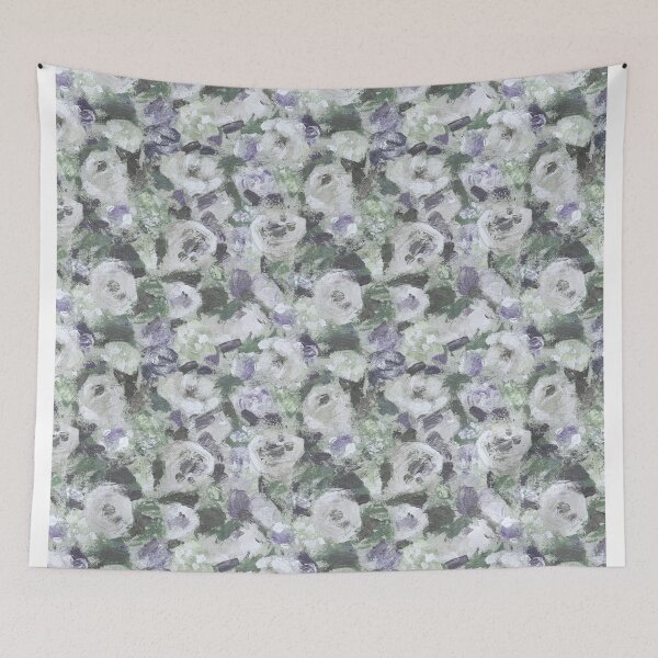 Item preview, Brush work roses gray purple green blue cold designed and sold by Alessandro Remo Mazzoni Remotextiles.