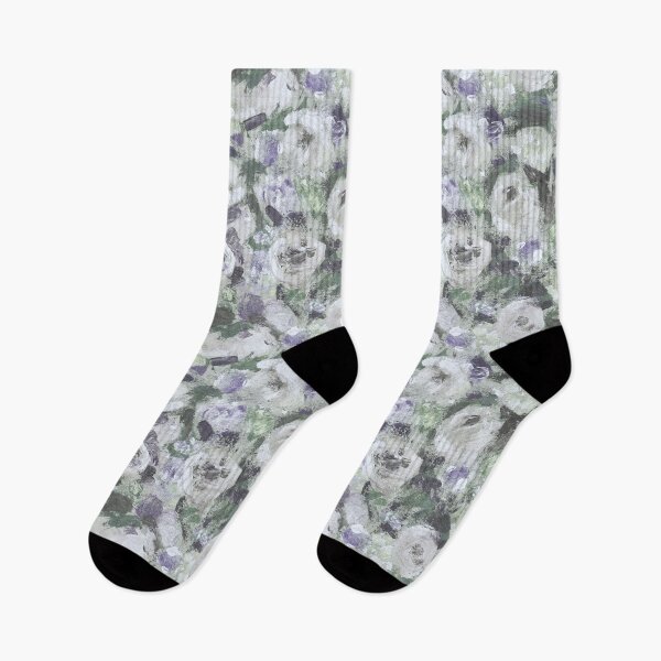 Item preview, Brush work roses gray purple green blue cold designed and sold by Alessandro Remo Mazzoni Remotextiles.