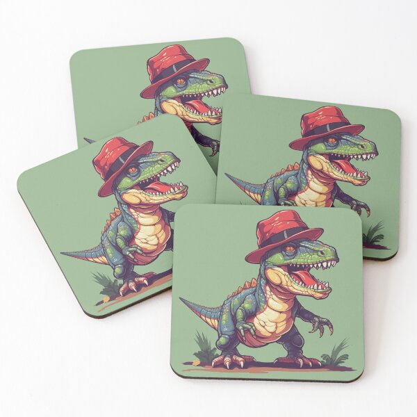 Item preview, Stylish Velociraptor in Red Fedora - Chic Dinosaur Illustration designed and sold by Rice Rocca.