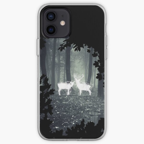 HP best friend - magic stag and doe in the forest with trees borders - witch / wizard iPhone Soft Case