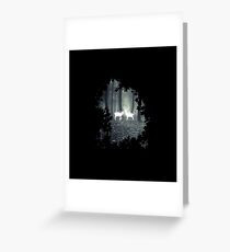 HP best friend - magic stag and doe in the forest with trees borders - witch / wizard Greeting Card