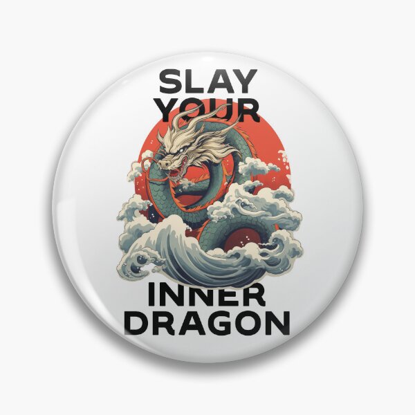 Item preview, motivational statement print “slay your inner dragon” with chinese dragon designed and sold by TrueType.