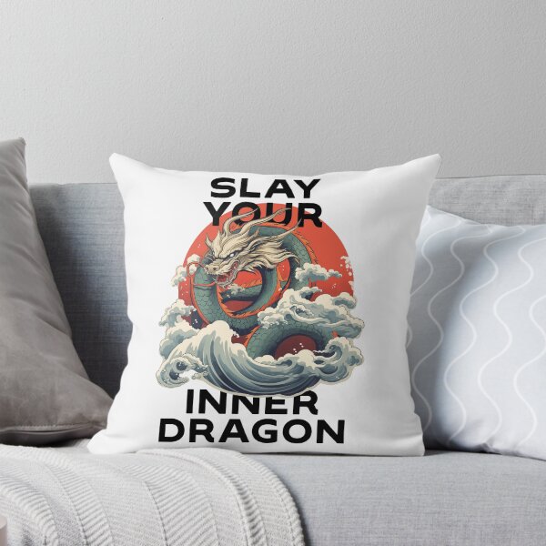 Item preview, motivational statement print “slay your inner dragon” with chinese dragon designed and sold by TrueType.