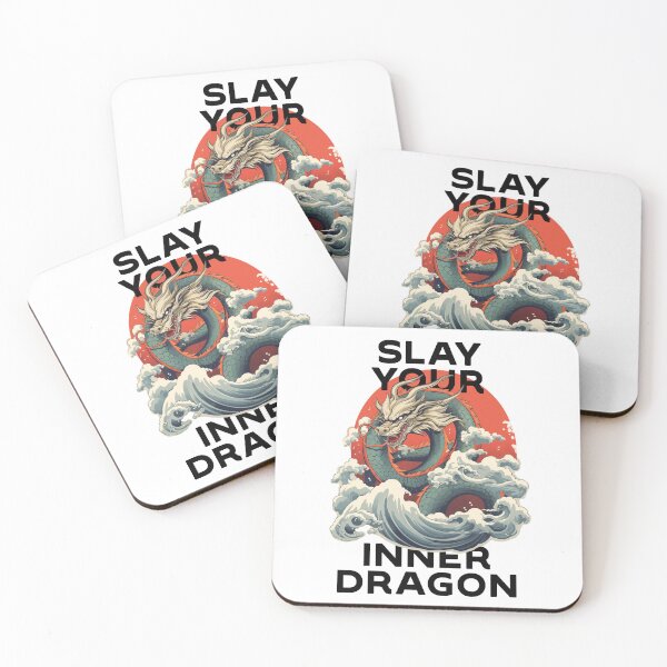 Item preview, motivational statement print “slay your inner dragon” with chinese dragon designed and sold by TrueType.