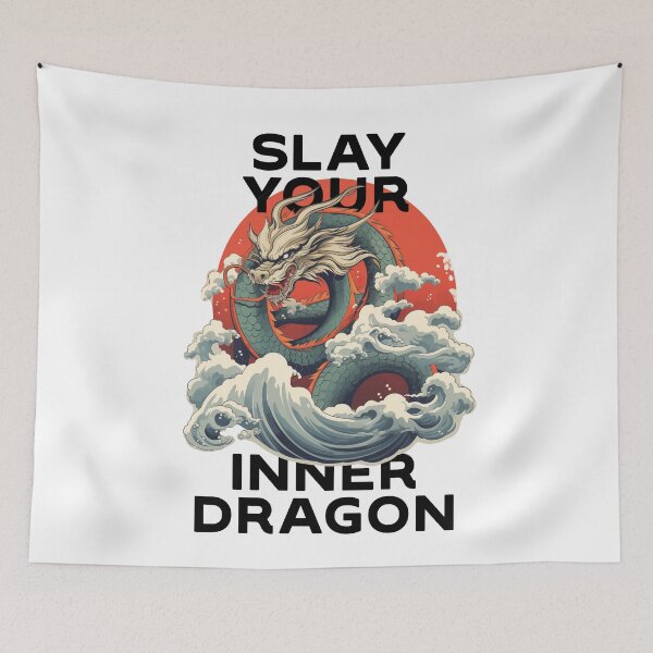 Item preview, motivational statement print “slay your inner dragon” with chinese dragon designed and sold by TrueType.
