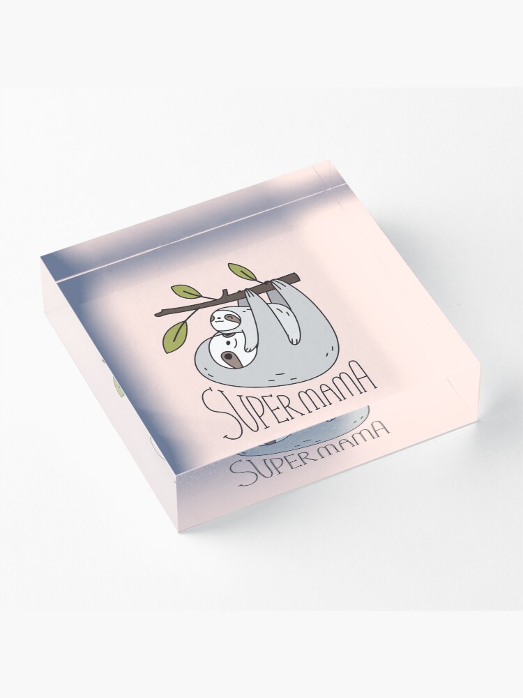 Alternate view of Super Mama Mom and Baby Sloth Acrylic Block