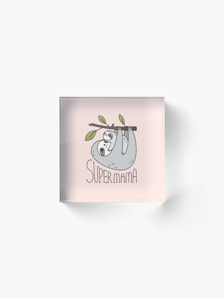 Alternate view of Super Mama Mom and Baby Sloth Acrylic Block