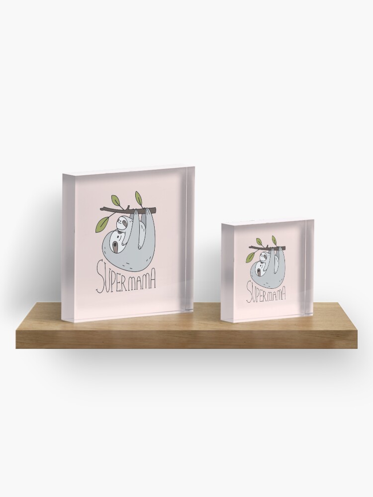 Alternate view of Super Mama Mom and Baby Sloth Acrylic Block