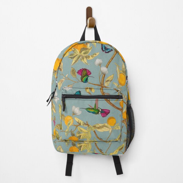 Item preview, Hummingbirds, lemons and bugs in calm blue designed and sold by Delinda Graphic Studio.