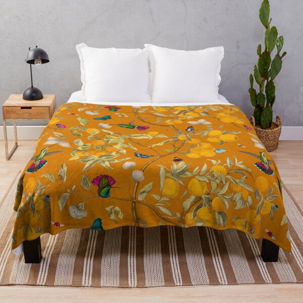 Item preview, Hummingbirds, lemons and bugs in orange designed and sold by Delinda Graphic Studio.