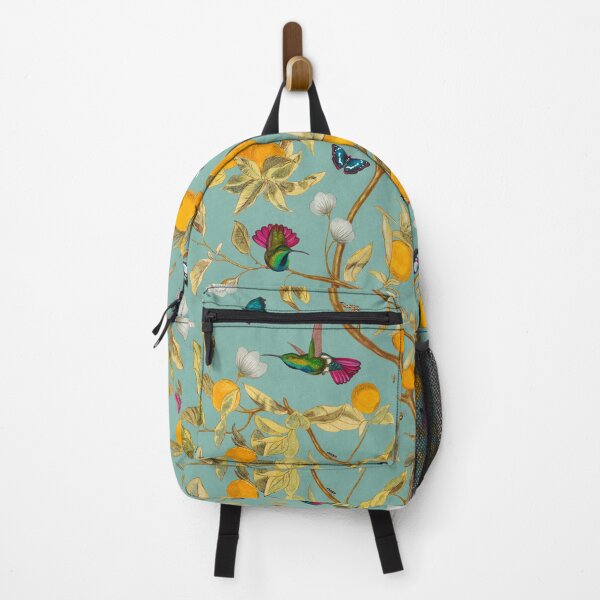 Item preview, Hummingbirds, lemons and bugs in pale aqua designed and sold by Delinda Graphic Studio.