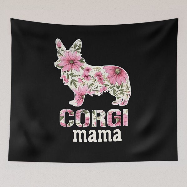 Artikelvorschau, Corgi Mama Hundeliebhaber Blumengrafik entworfen und verkauft von GirlGlowGraphic.