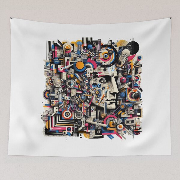 Item preview, Dadaist Collage Chaos designed and sold by TextileTrove.