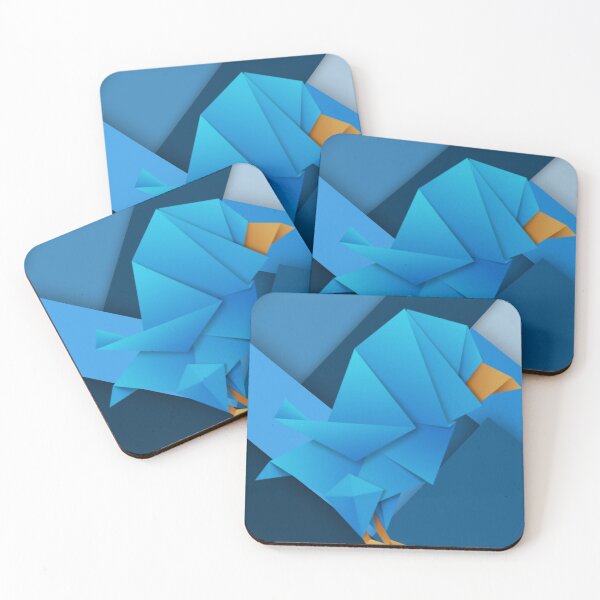 Item preview, Game with blue modern geometric shapes and an origami bird. designed and sold by Juviraga.