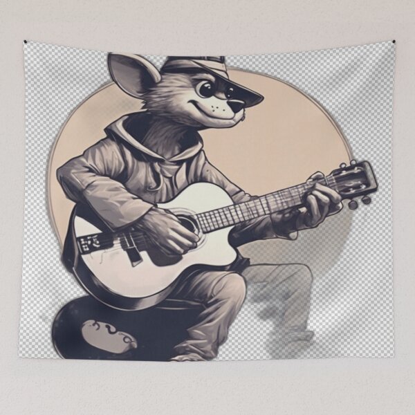 Item preview, Cartoon Character Playing Guitar designed and sold by HarmonyGuitars.