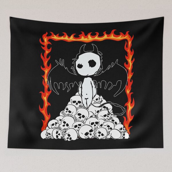 Item preview, Cute Winged Fallen Angel in Flames and Skulls designed and sold by FigmentPigments.