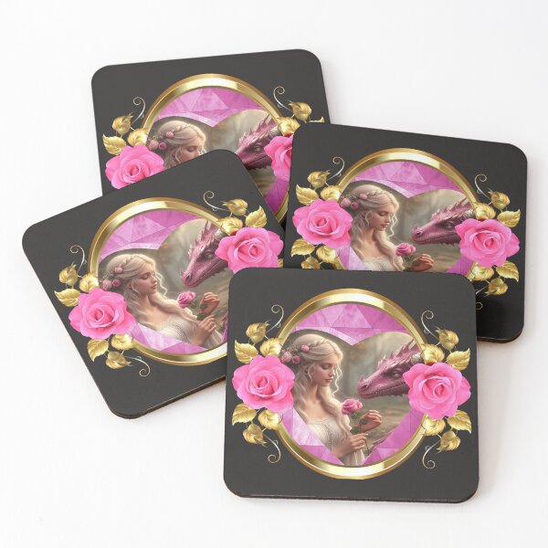 Item preview, Fantasy pink dragon and maiden designed and sold by SeeingBeyond.
