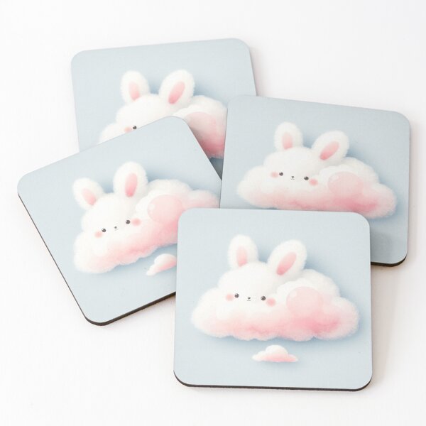 Item preview, Pink Bunny shaped cloud with blue background designed and sold by FurryBliss.