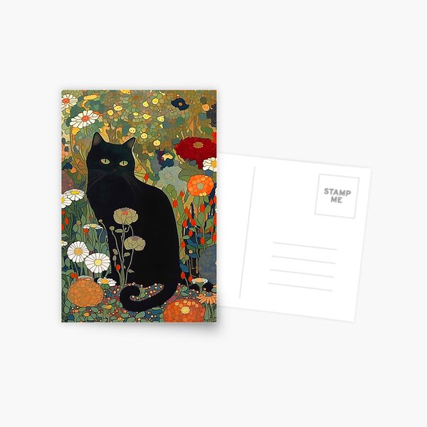 Item preview, Cat Art Print, Gustav Klimt, Black Cat In A Garden THE ORIGINAL! designed and sold by MamboArt.