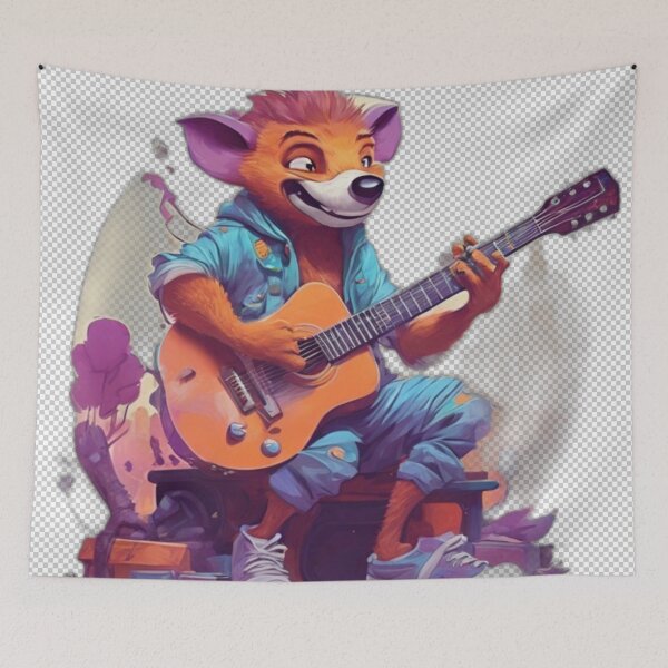 Item preview, Cartoon Character Playing Guitar designed and sold by HarmonyGuitars.