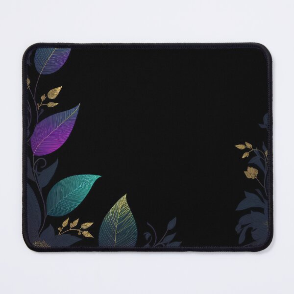 Item preview, A pattern of leaves and flowers on a black background. Abstract illustration designed and sold by Harmonysens.