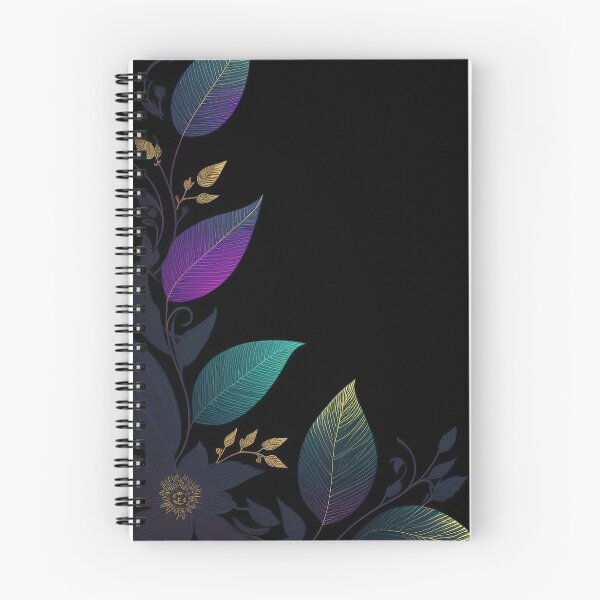 Item preview, A pattern of leaves and flowers on a black background. Abstract illustration designed and sold by Harmonysens.