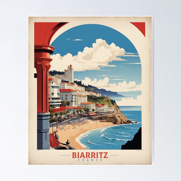 Item preview, Biarritz France Vintage Poster Tourism designed and sold by TravelersGems.