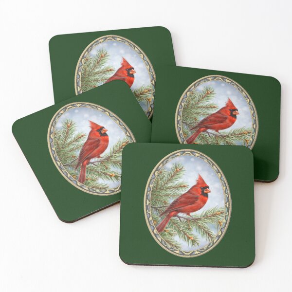 Item preview, Red Cardinal on Pine Branch in Snow Winter designed and sold by tamdevo1.